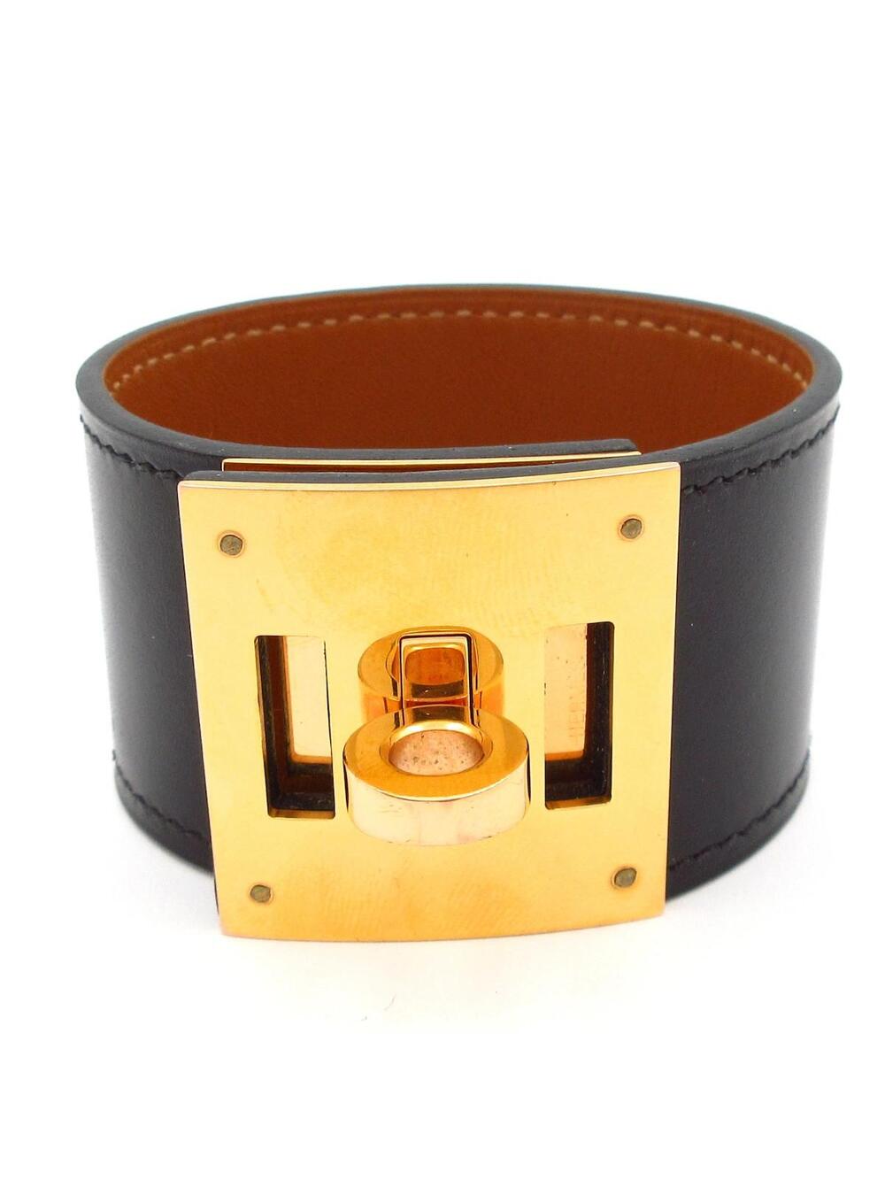 Hermes Kelly Dog Black Gold Leather #346025H56B